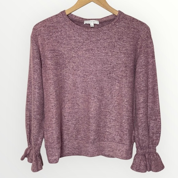 Eri + Ali Tops - ERI +‎ ALI Anthropologie Sasha Hacci Ruffle Sleeve Mauve Top, XS